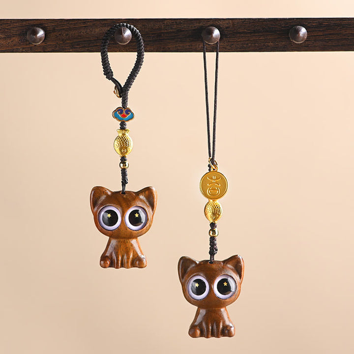 Buddha Stones Sandalo verde Gatto fortunato Pesce Koi Cura Portachiavi Telefono Appeso Decorazione - image 1