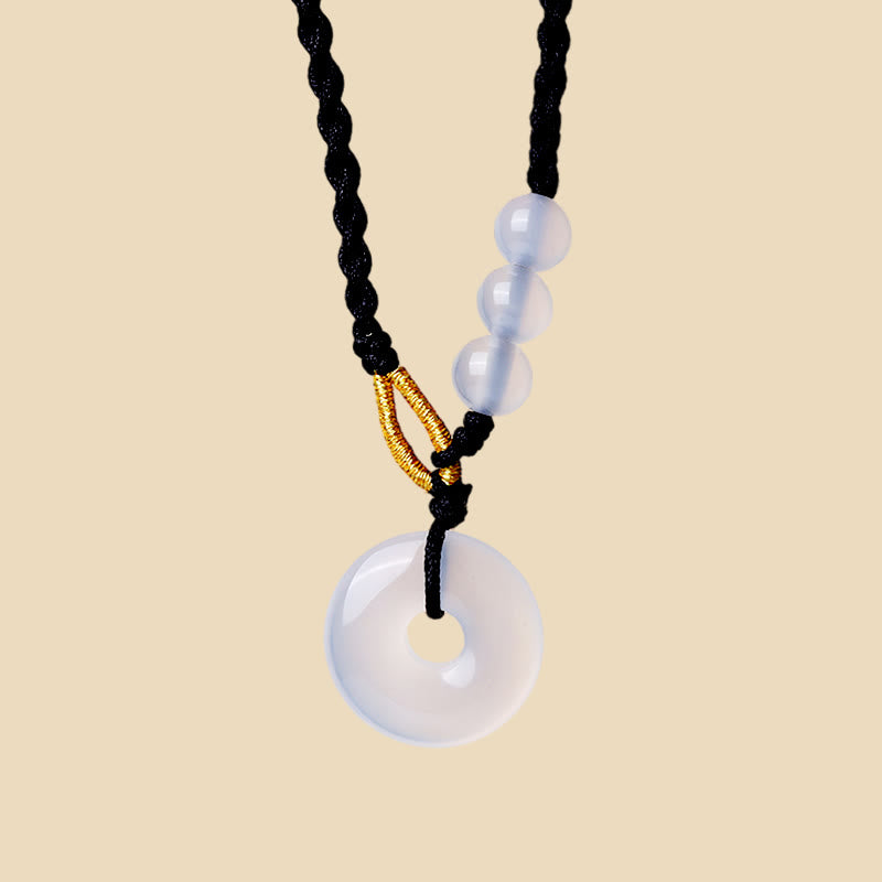 Buddha Stones Quarzo fragola Calcedonio Fibbia della pace Collana pendente curativa