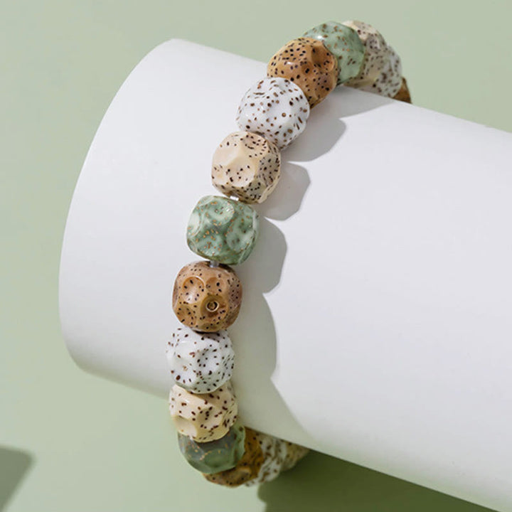 Braccialetto di ricchezza di auspici Buddha Stones Natural Colorful Bodhi Seed