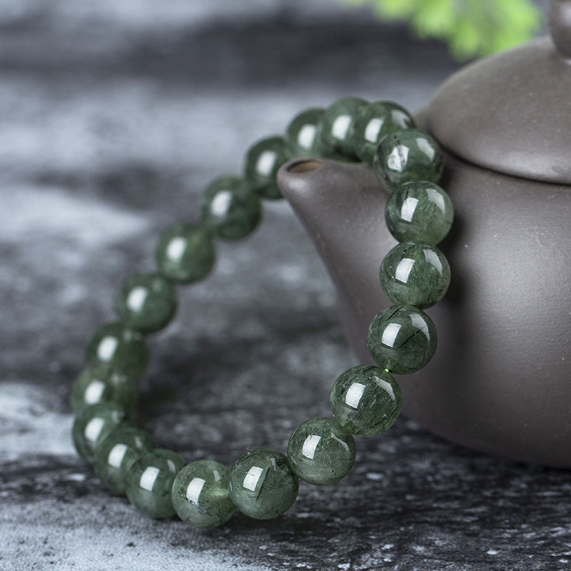 Braccialetto di benedizione e ricchezza in cristallo verde naturale Buddha Stones