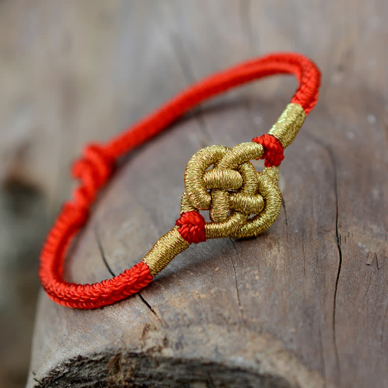 Braccialetto fatto a mano con corda intrecciata con nodo cinese, design semplice, fortuna e forza
