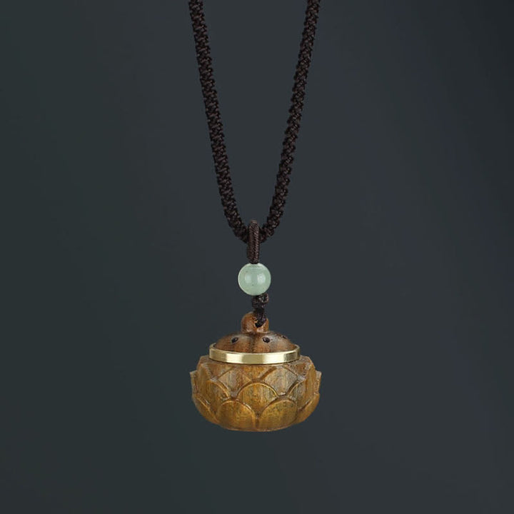 Buddha Stones Tibet Sandalo verde Palissandro Om Mani Padme Hum Loto Collana pendente rilassante positivo - Sandalo verde loto - image 9