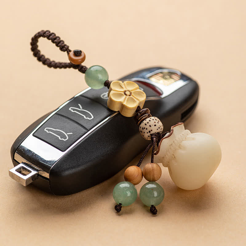 Buddha Stones Seme di Bodhi naturale Sacchetto di soldi Fiore Benedizione Prosperità Portachiavi