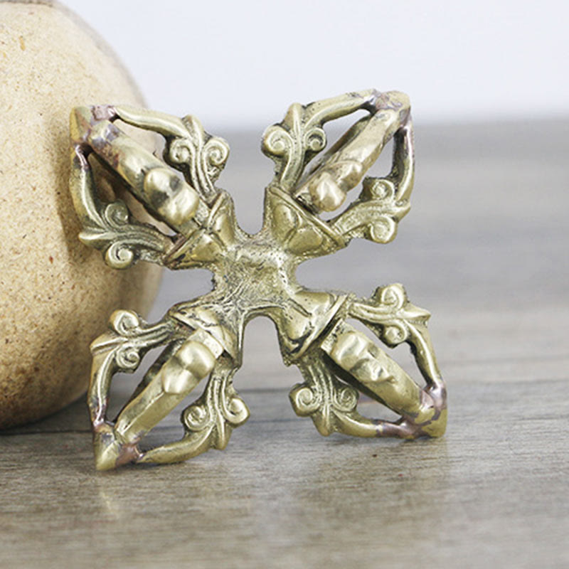 Nepal fatto a mano 5 punte doppio Dorje rame resistenza Vajra