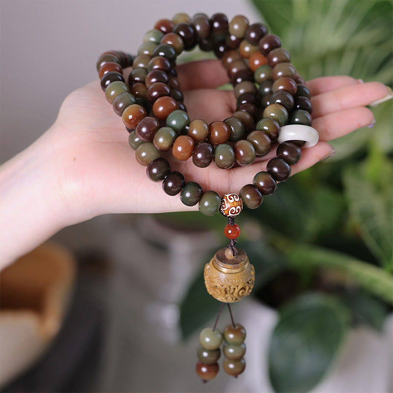 Buddha Stones 108 Mala Beads Dunhuang Color Bodhi Seed Dzi Bead Keep Away Evil Spirits Bracciale