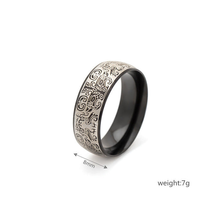 Anello in acciaio al titanio Buddha Stones, creatura mitologica fortunata Taotie