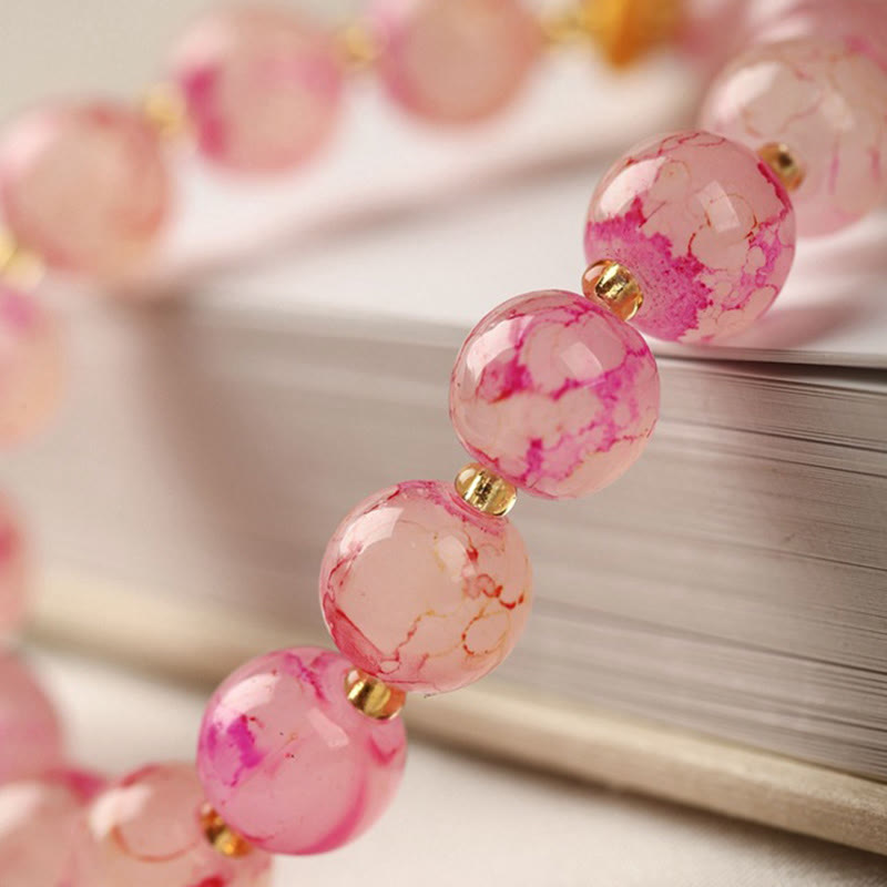 Braccialetto di armonia con perline di vetro Liuli Buddha Stones Blessing