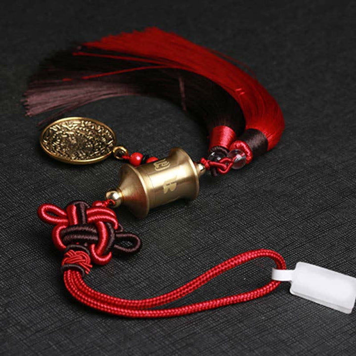 Buddha Stones Tibet Om Mani Padme Hum Ruota della preghiera Nove Palazzo Otto trigrammi Rame Decorazione appesa all'auto