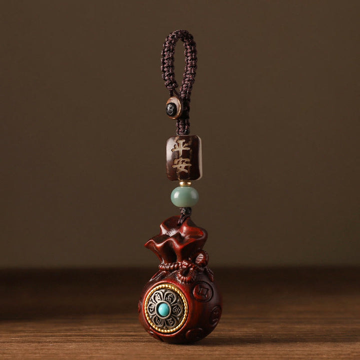 Buddha Stones Piccola foglia Sandalo rosso Sandalo verde Sacchetto di soldi Om Mani Padme Hum Protezione girevole Decorazione appesa