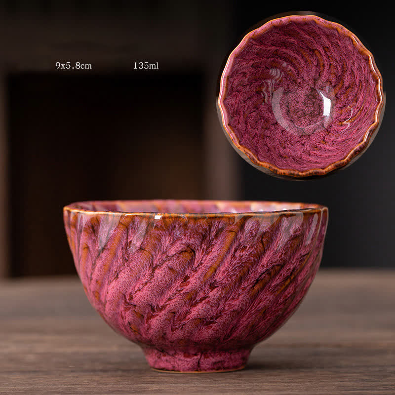 Buddha Stones Peach Blossom Pattern Tazza da tè in ceramica Tazze da tè a forma di fiore