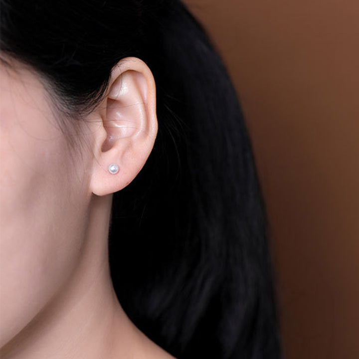 Orecchini a bottone Buddha Stones in argento sterling 925 con perle e ricchezza