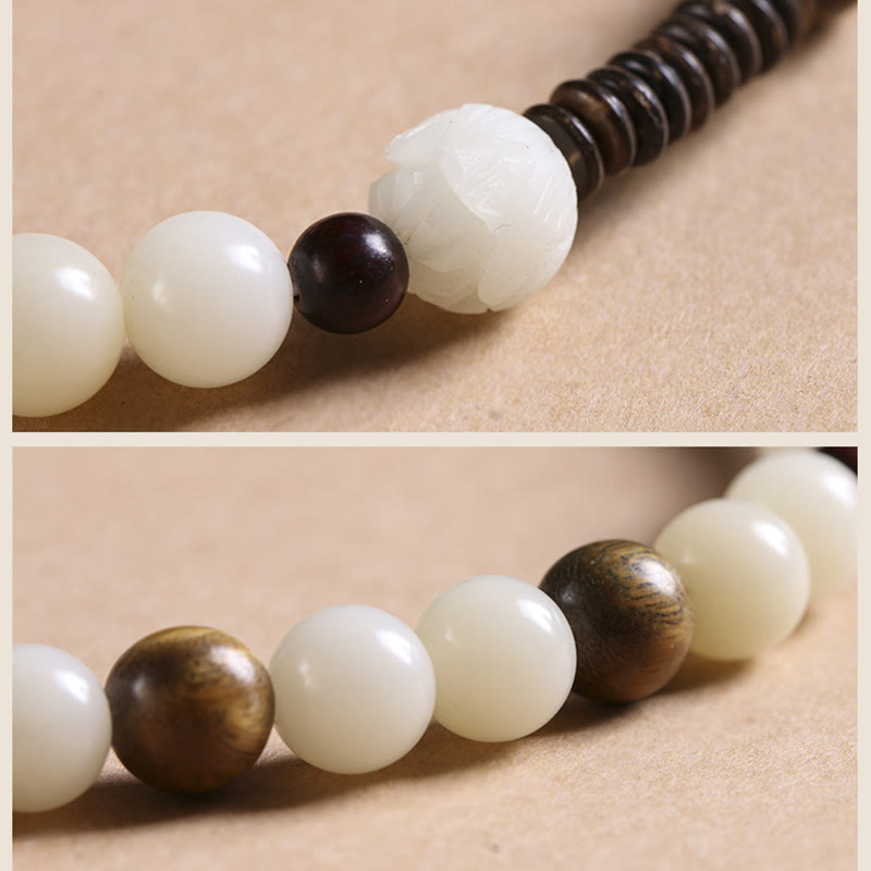 Braccialetto doppio giro Buddha Stones Bodhi Seed Sandalo verde Lotus Peace Buckle Harmony