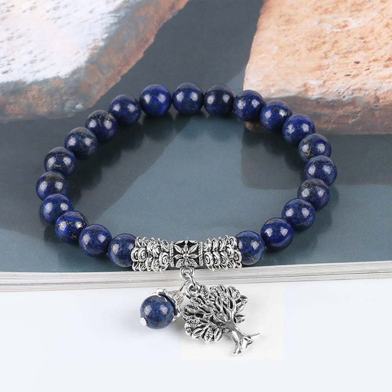 Braccialetto elastico portafortuna con albero della vita in pietra preziosa naturale Buddha Stones
