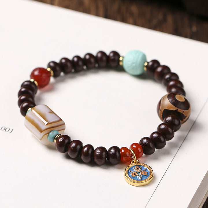 Buddha Stones naturali Tibet viola Bodhi Seed Dzi Bead Dio della ricchezza braccialetto di saggezza
