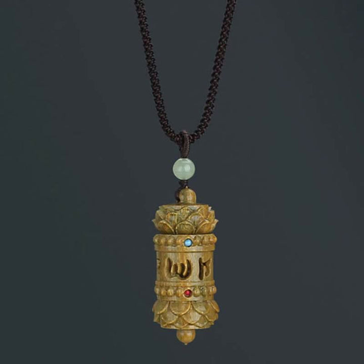 Buddha Stones Tibet Sandalo verde Palissandro Om Mani Padme Hum Loto Collana pendente rilassante positivo - image 8