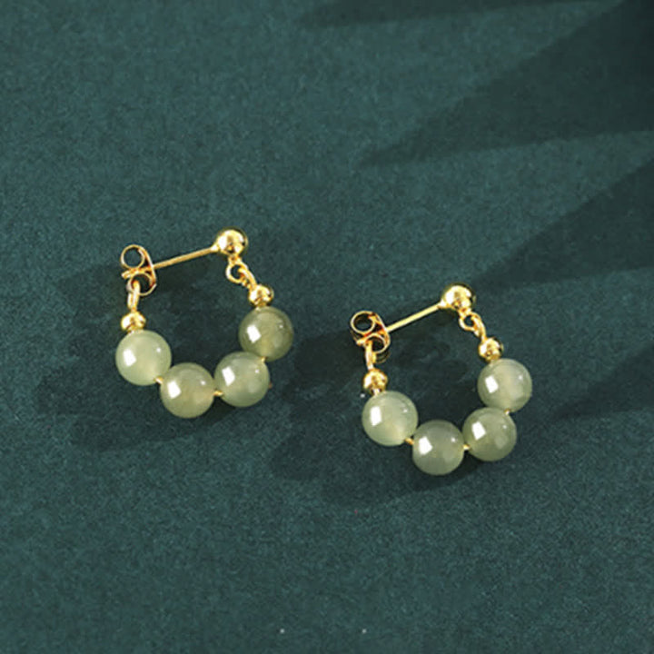 Orecchini in argento sterling 925 con perline di agata rossa e giada di Hetian