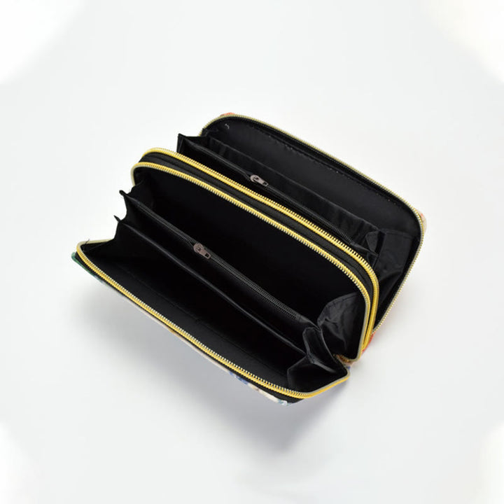 Portafoglio porta contanti con ricamo bifacciale Buddha Stones Peacock Shopping Purse