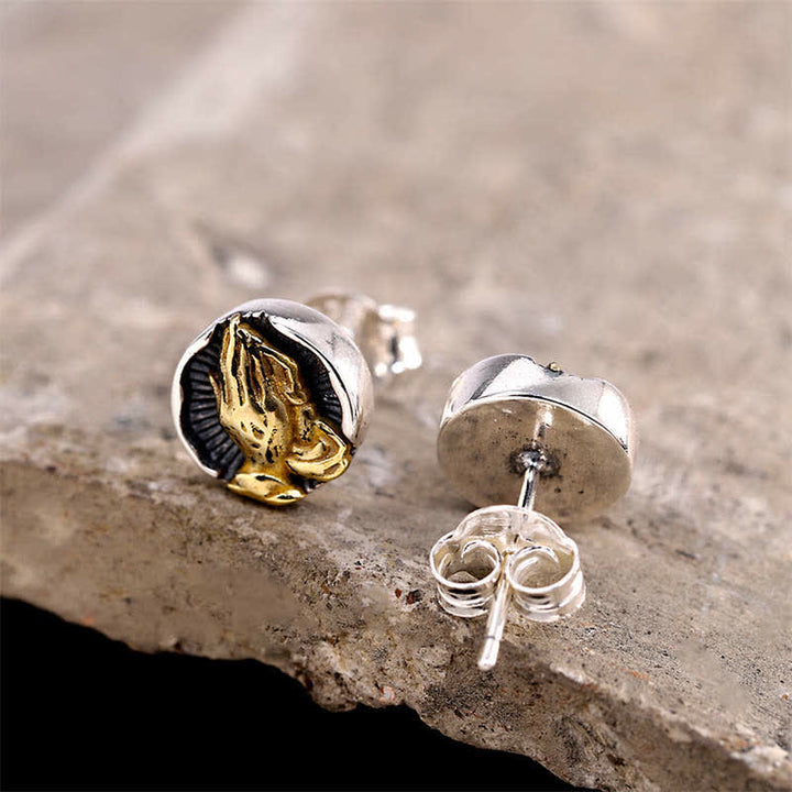 Orecchini a bottone Buddha Stones in argento sterling 925 Namaste Equality