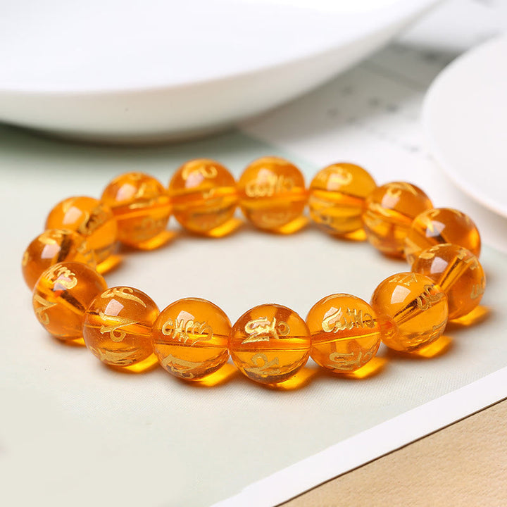 Braccialetto di meditazione Om Mani Padme Hum in onice nero e cristallo bianco del Tibet Buddha Stones