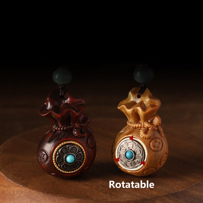 Buddha Stones Piccola foglia Sandalo rosso Sandalo verde Sacchetto di soldi Om Mani Padme Hum Protezione girevole Decorazione appesa