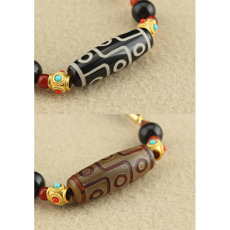 Buddha Stones Tibetano Nove Occhi Dzi Bead Protezione Benedizioni Collana Pendente