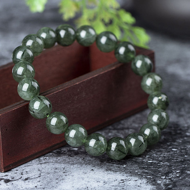 Braccialetto di benedizione e ricchezza in cristallo verde naturale Buddha Stones