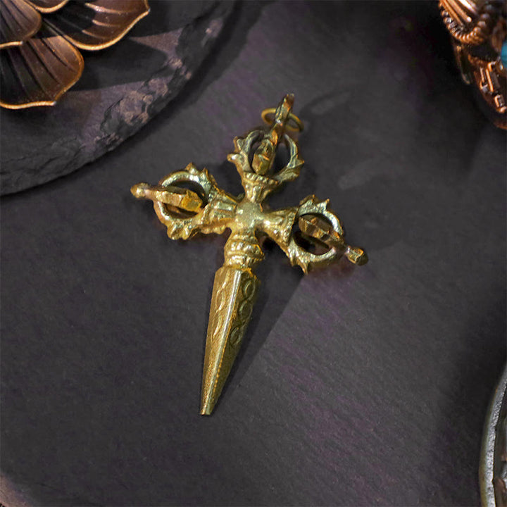 Buddha Stones Nepal Fatto a mano Doppio Dorje Rame Illuminazione Forza Vajra