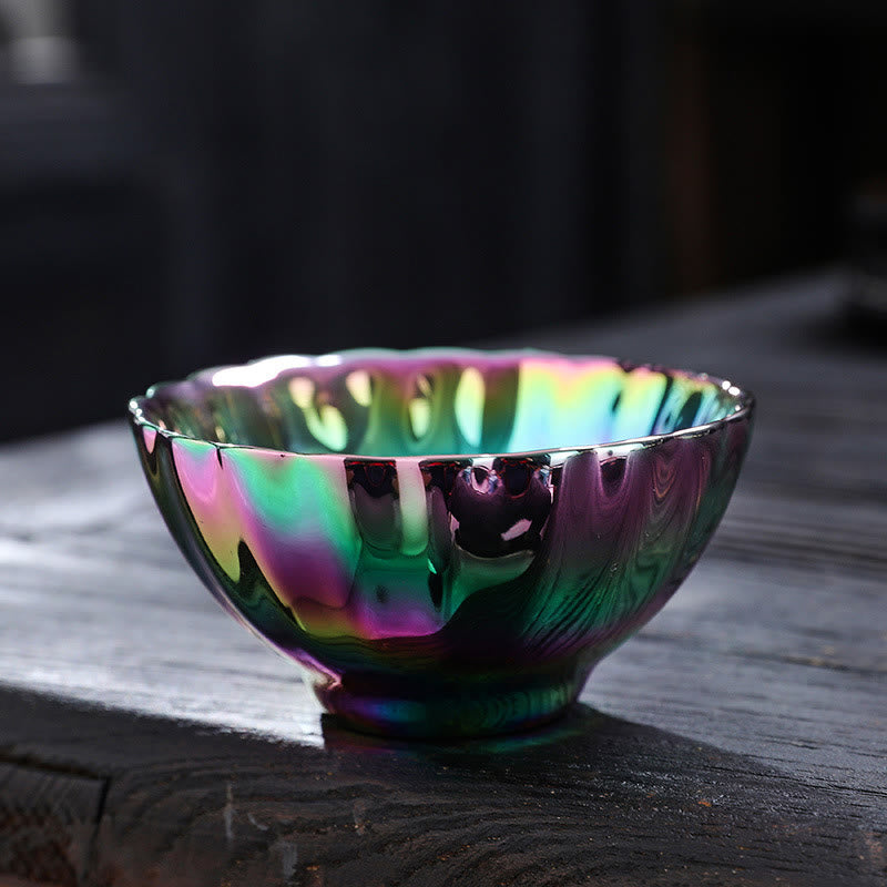 Buddha Stones Pavone vivido Loto intarsiato Design colorato Tazza da tè in ceramica cinese Jianzhan Tazza da tè Kung Fu