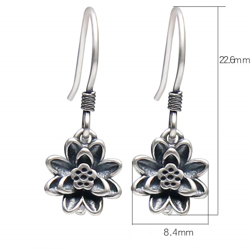 Orecchini Buddha Stones 925 Sterling Silver Lotus Flower Enlightenment
