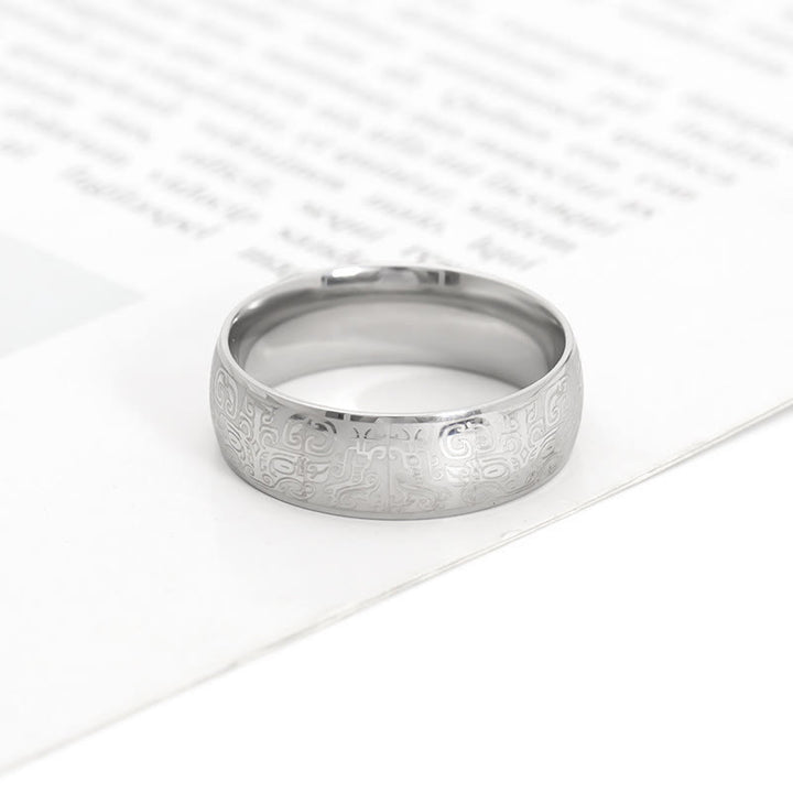 Anello in acciaio al titanio Buddha Stones, creatura mitologica fortunata Taotie