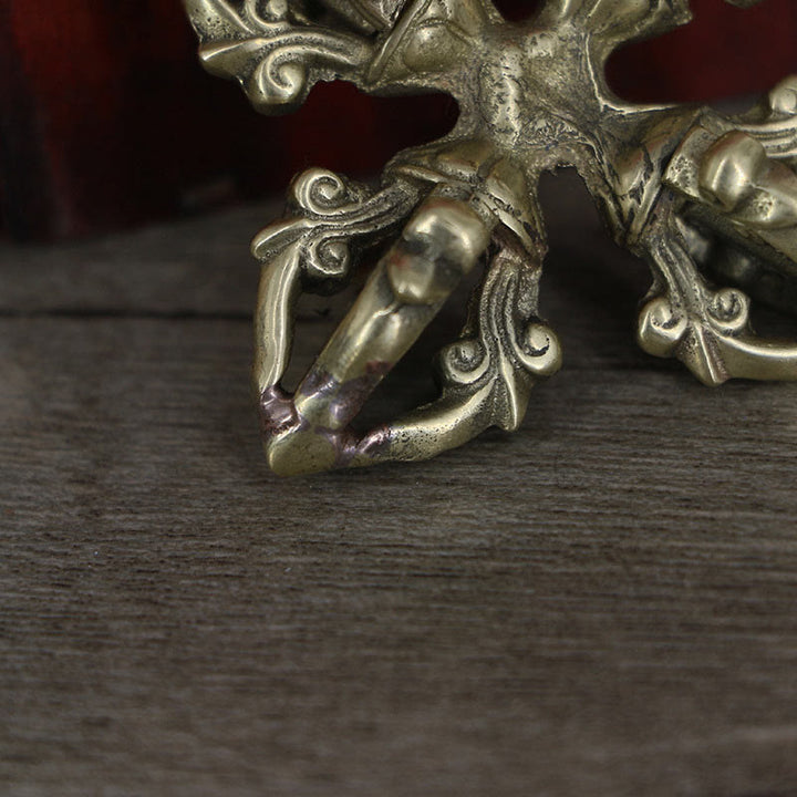 Nepal fatto a mano 5 punte doppio Dorje rame resistenza Vajra