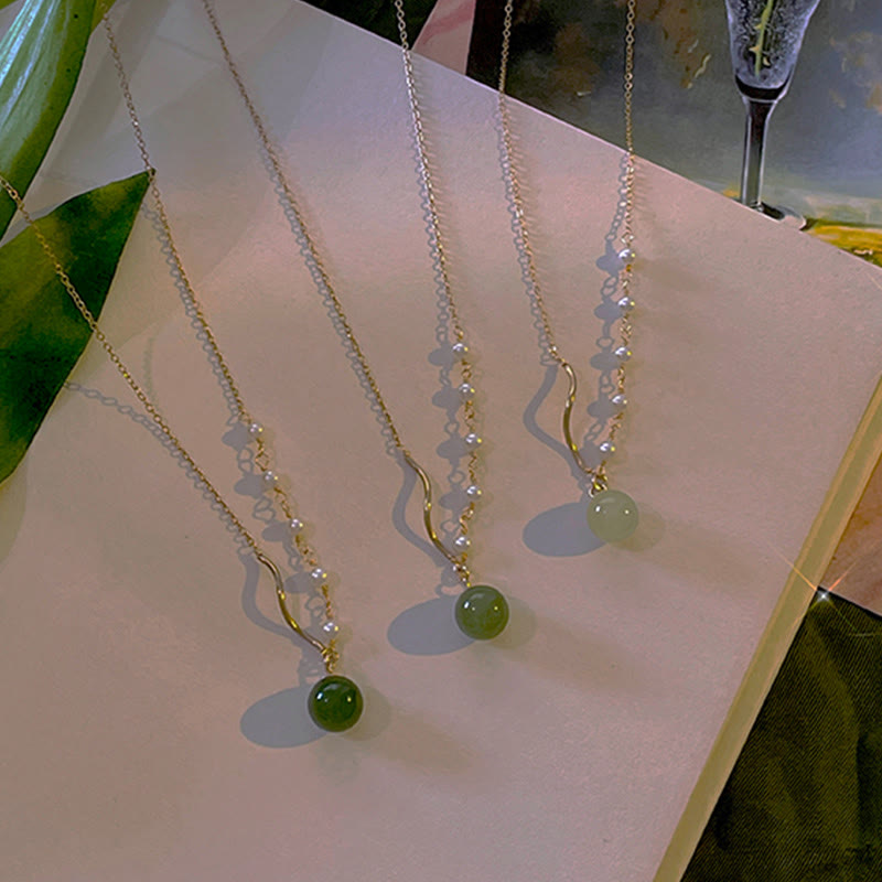 Pietre del BuddhaPerla di giada naturale di HetianPerla della fortunaCollana pendente
