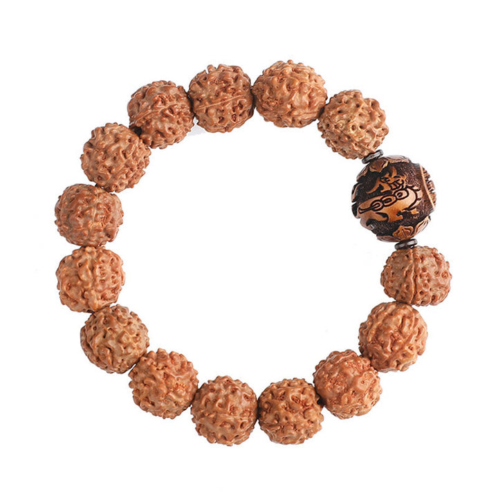 Buddha Stones Tibet Rudraksha Bodhi Seed PiXiu Moneta di rame Braccialetto della fortuna