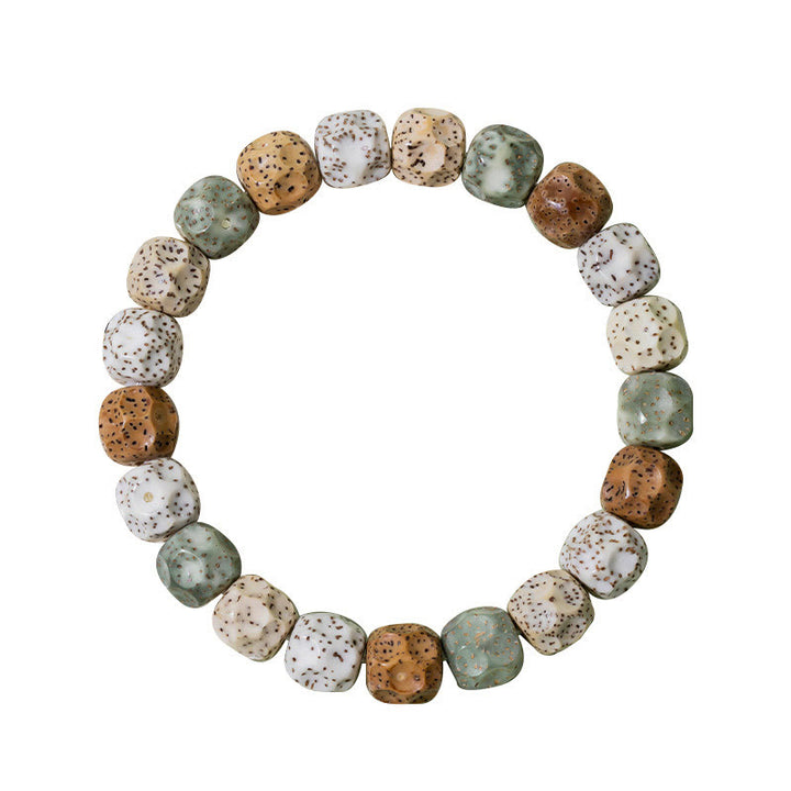 Braccialetto di ricchezza di auspici Buddha Stones Natural Colorful Bodhi Seed
