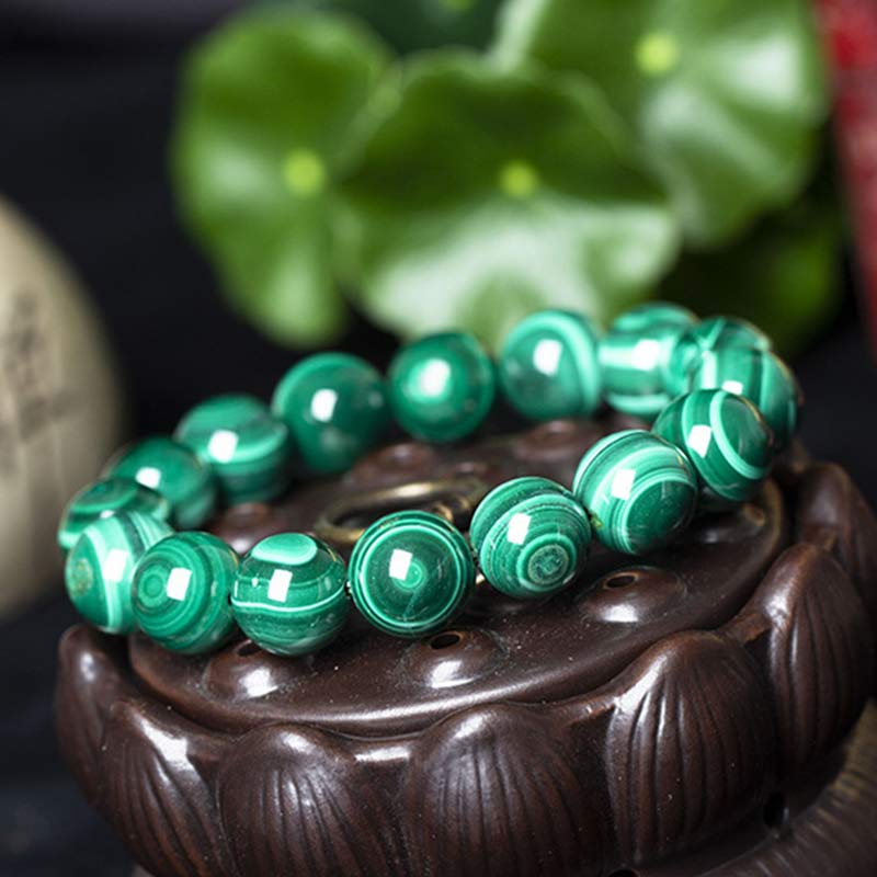 Braccialetto di protezione e calma in malachite naturale Buddha Stones