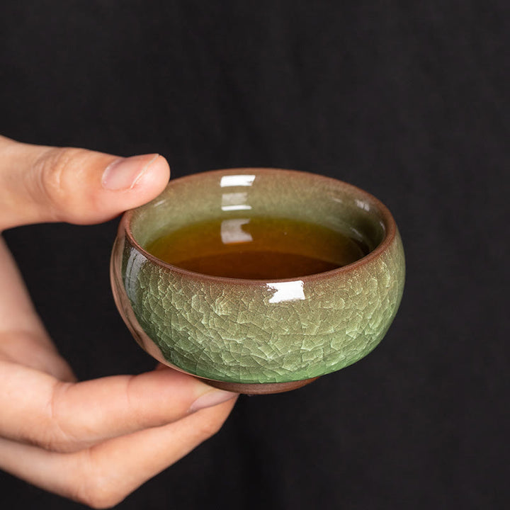 Buddha Stones cinese verde ghiaccio crack design Jianzhan forno cambiamento porcellana tazza da tè Kung Fu tazza da tè