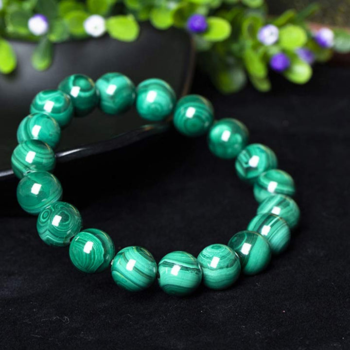 Braccialetto di protezione e calma in malachite naturale Buddha Stones