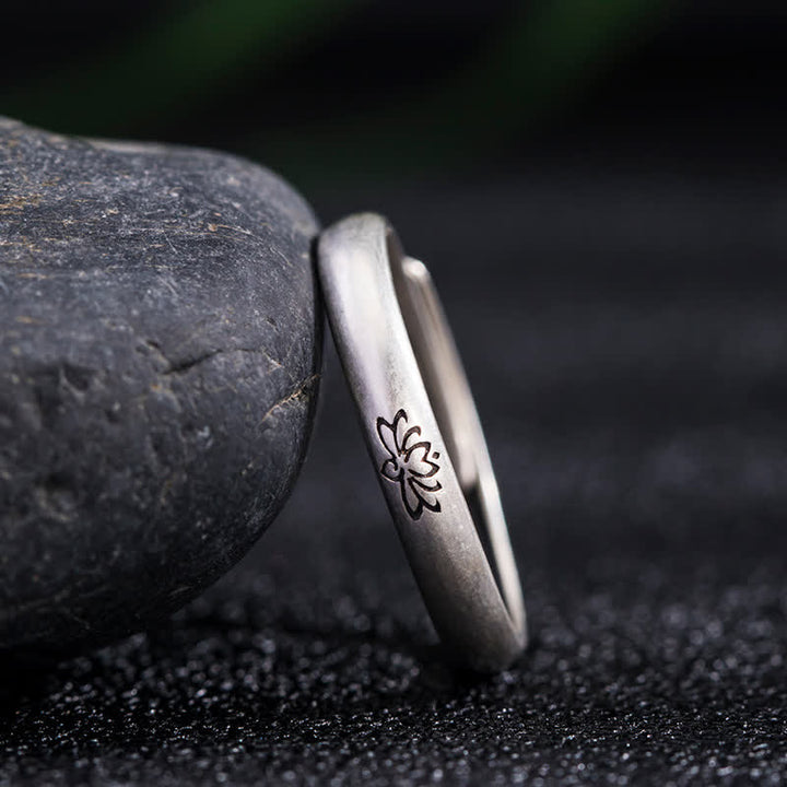 Anello Buddha Stones 925 Sterling Silver Lotus Flower Enlightenment