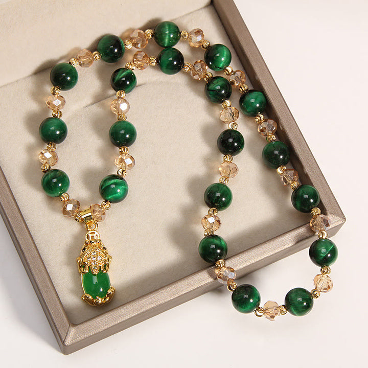 Braccialetto a doppio giro con protezione per borsa portasoldi in volpe Pixiu con occhio di tigre