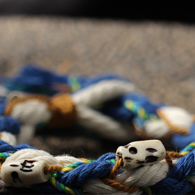 Buddha Stones Tibetano Zakiram Dea della Ricchezza Perlina Incisa Braccialetto Fatto a Mano della Fortuna