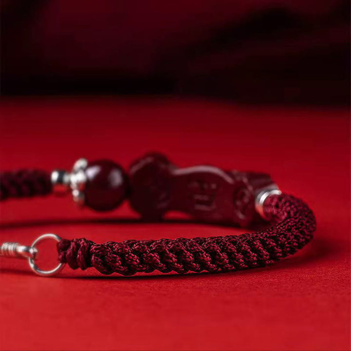 Bracciale intrecciato con Buddha Stones, PiXiu, Cinabro, Ricchezza e Fortuna, fatto a mano