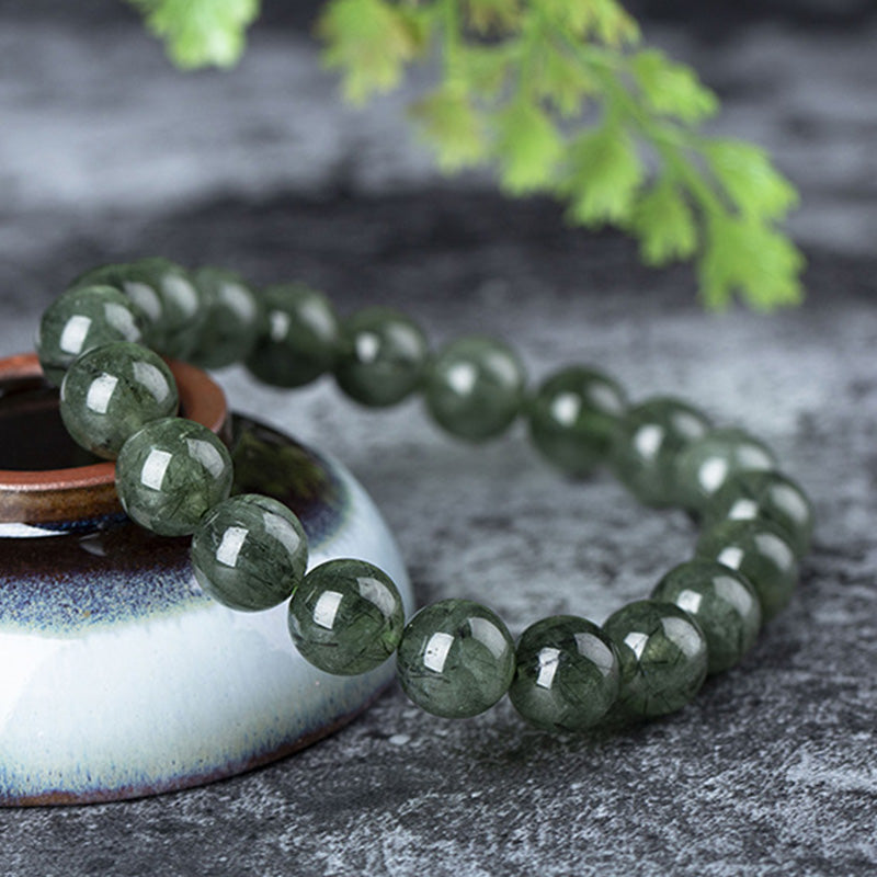 Braccialetto di benedizione e ricchezza in cristallo verde naturale Buddha Stones