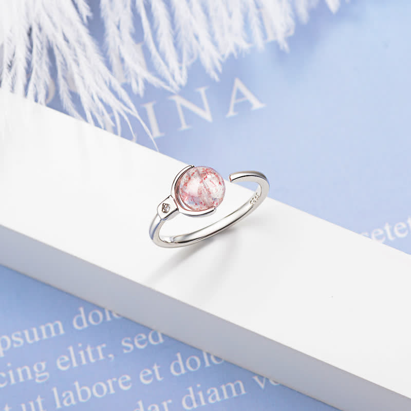 Anello rotante rilassante in cristallo rosa Buddha Stones