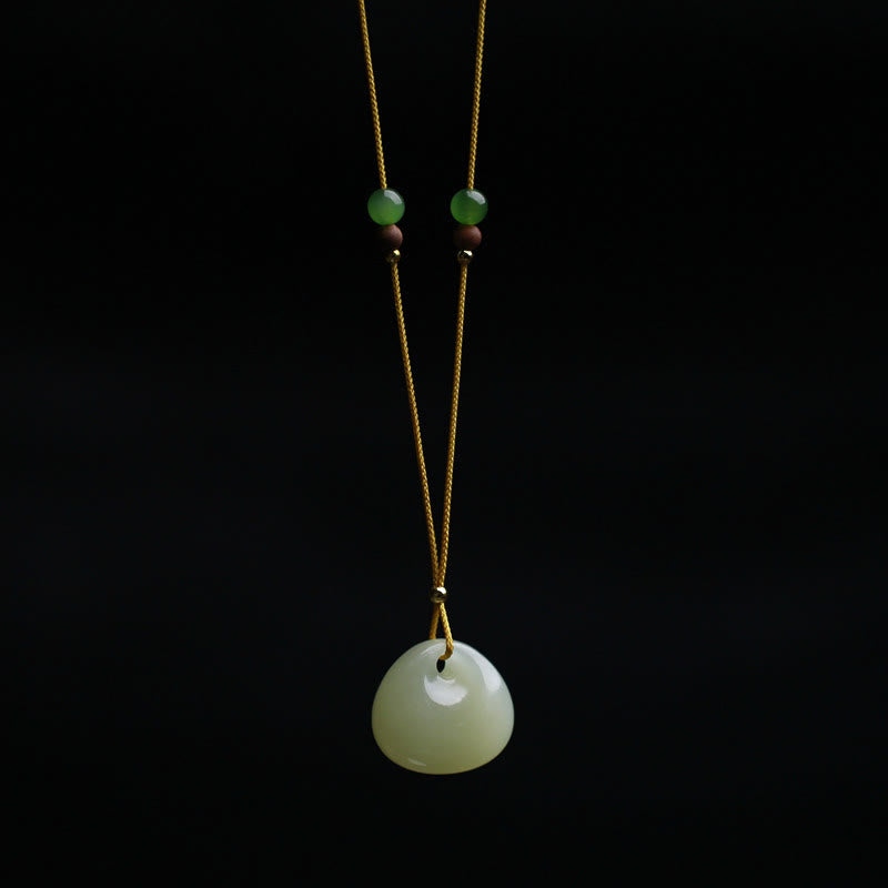 Collana con ciondolo in corda della prosperità con motivo a piccola borsa in giada naturale di Hetian