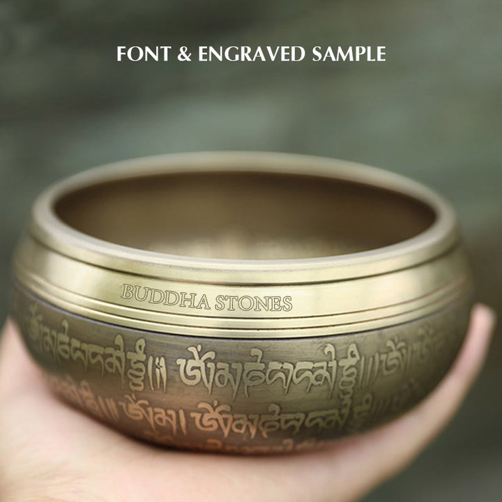 Buddha Stones Tibetan Sound Bowl realizzata a mano per concentrazione e meditazione Peaceful Happiness Singing Bowl Set