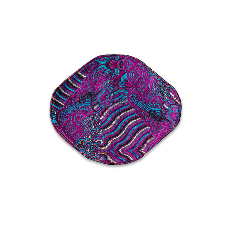 Buddha Stones Sea Wave Bamboo Plum Blossom Broccato Ricamo Sottobicchiere per tazza da tè Kung Fu Tappetino da tè