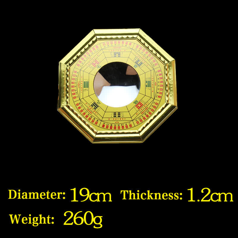 Feng Shui Bagua Mappa Equilibrio Armonia Soggiorno Mappa Energetica Specchio - Specchio concavo con mappa Bagua dorata da 19 cm - image 17