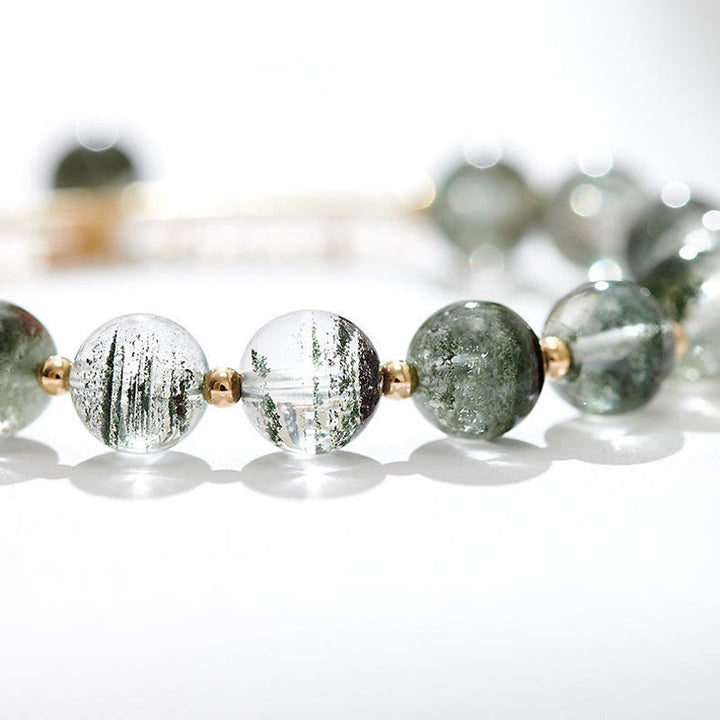 Braccialetto con ciondolo Buddha Stones Green Phantom Crystal Confidence