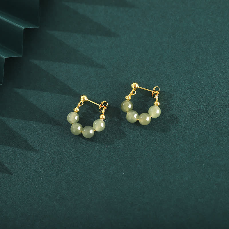 Orecchini in argento sterling 925 con perline di agata rossa e giada di Hetian