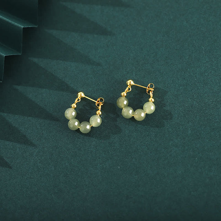 Orecchini in argento sterling 925 con perline di agata rossa e giada di Hetian